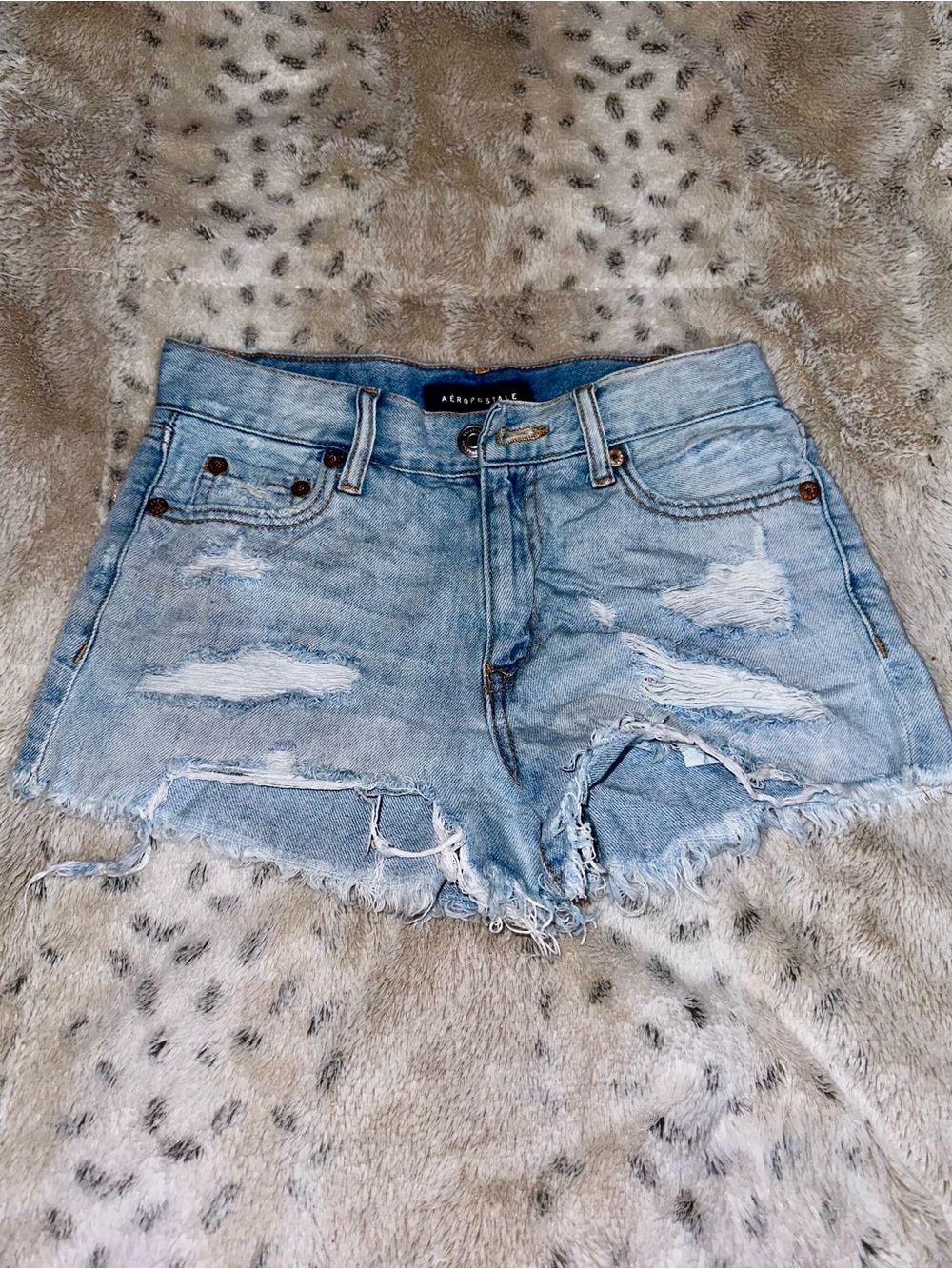Aeropostale Light Blue Distressed Denim Jean Shorts